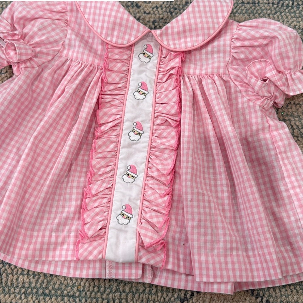 Pink Gingham Kids Set with Embroidered Details